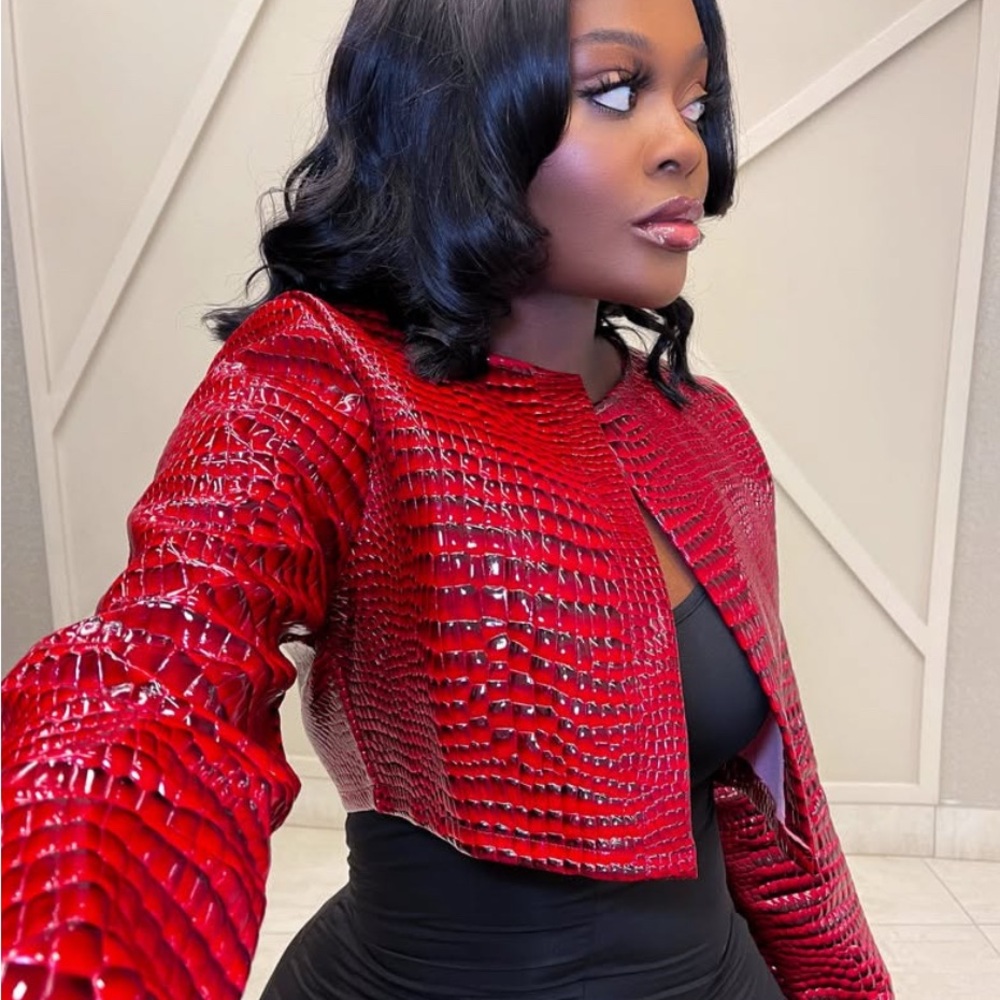 🆕 BOUTIQUE ITEM - Red Croc-Embossed Women's Jacket